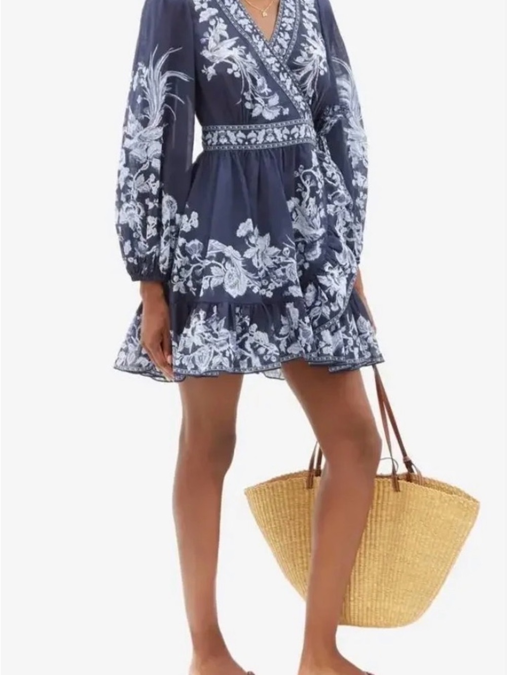 ZIMMERMAN Aliane Floral-Print Cotton Wrap Dress (Sz 0P) - Picture 2 of 7